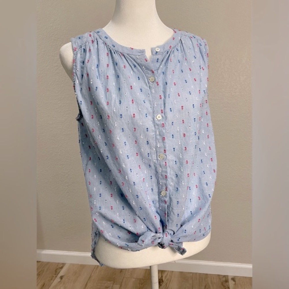 EUC LOFT BUTTON DOWN SHIMMER CLIP DOT